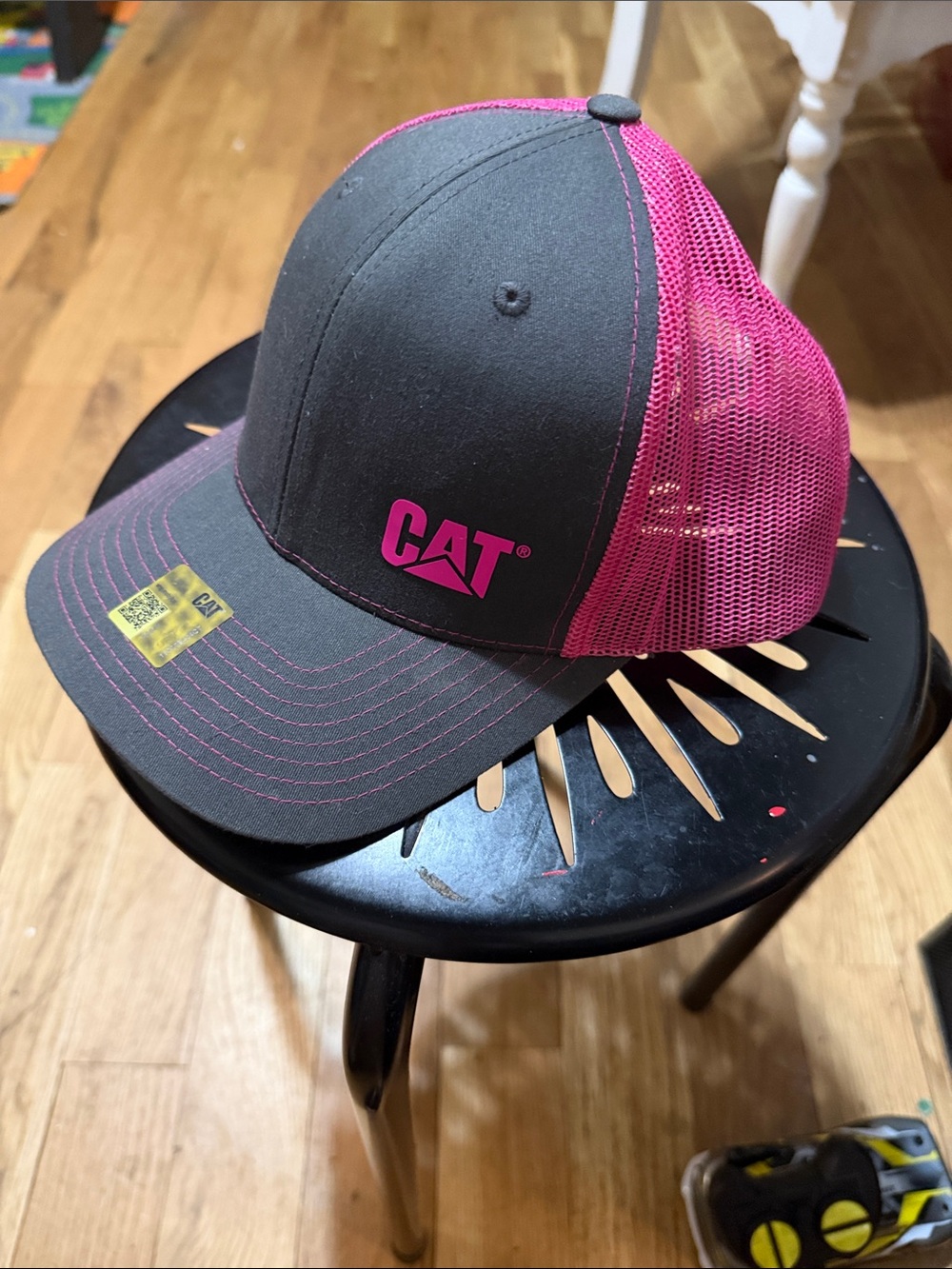 Caterpillar Gray and Hot Pink Mesh Trucker Hat